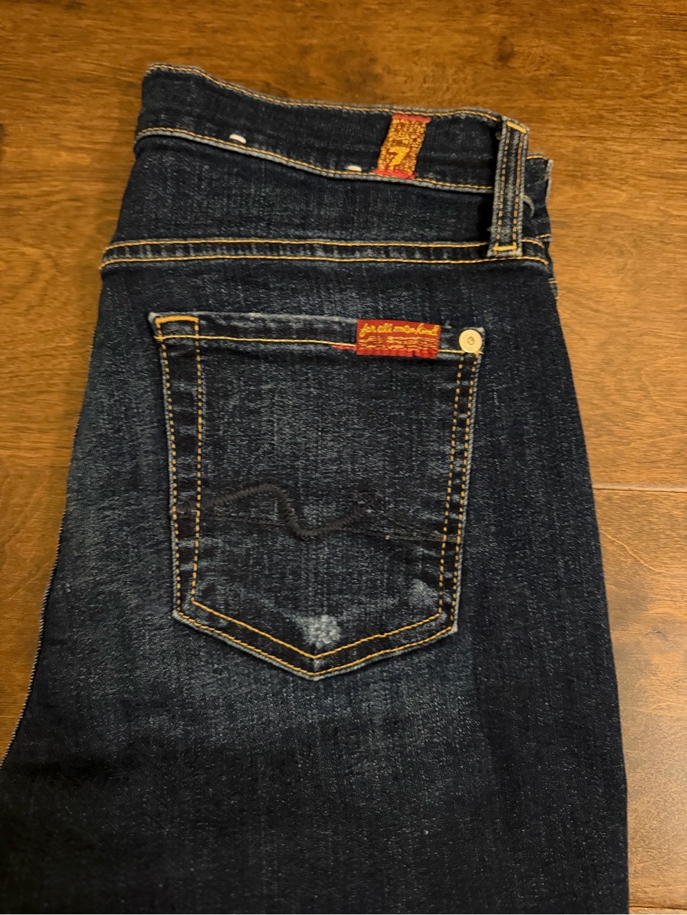 7 For All Mankind Women’s Skinny Jeans - Dark Indigo with Red Tab